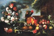 LIGOZZI, Jacopo Fruit and a parrot oil painting on canvas